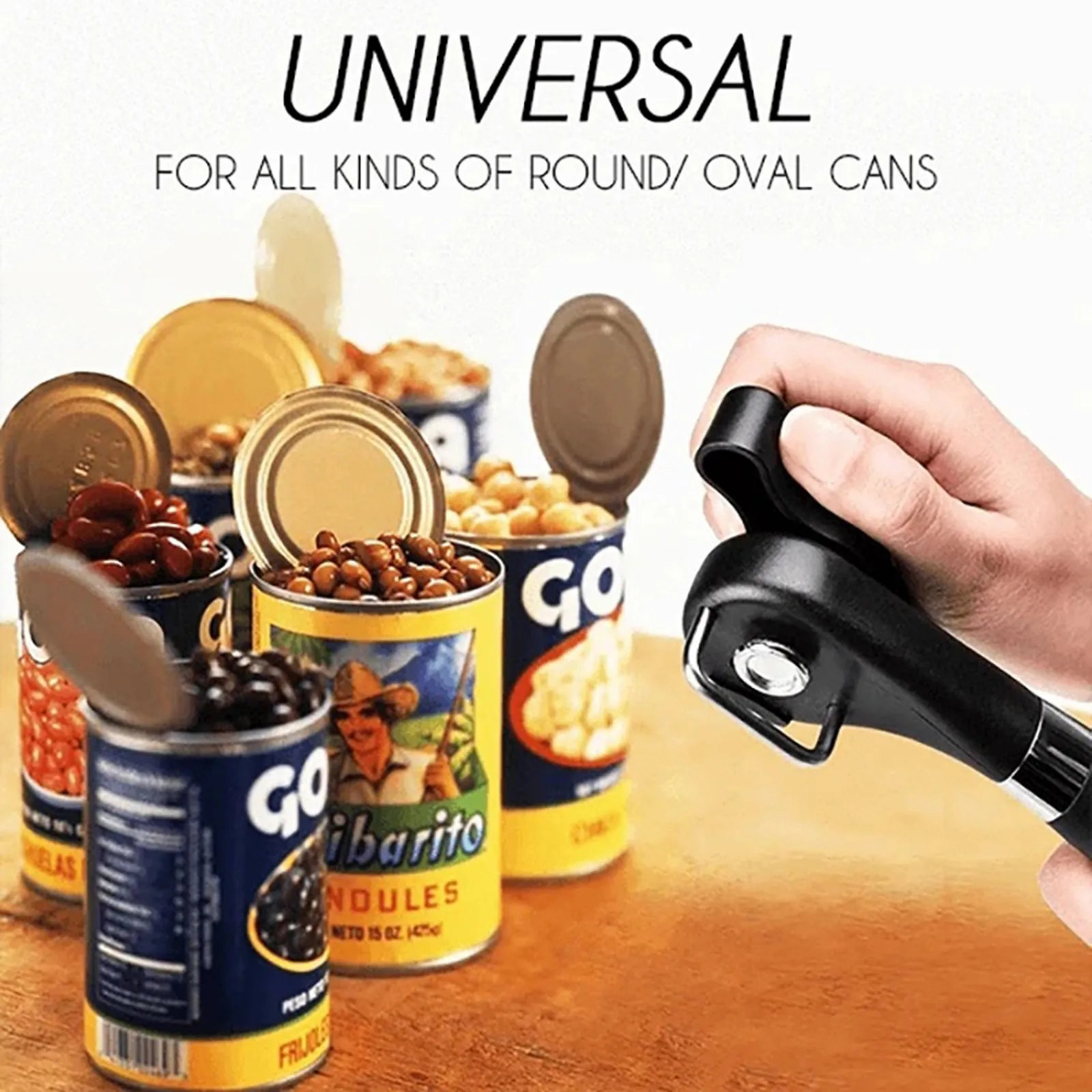 Plastic Hand-actuated Can Opener Safety Kitchen Tools Easy Grip Side Cut Manual Opener for Cans' Lid Kitchen Gadgets