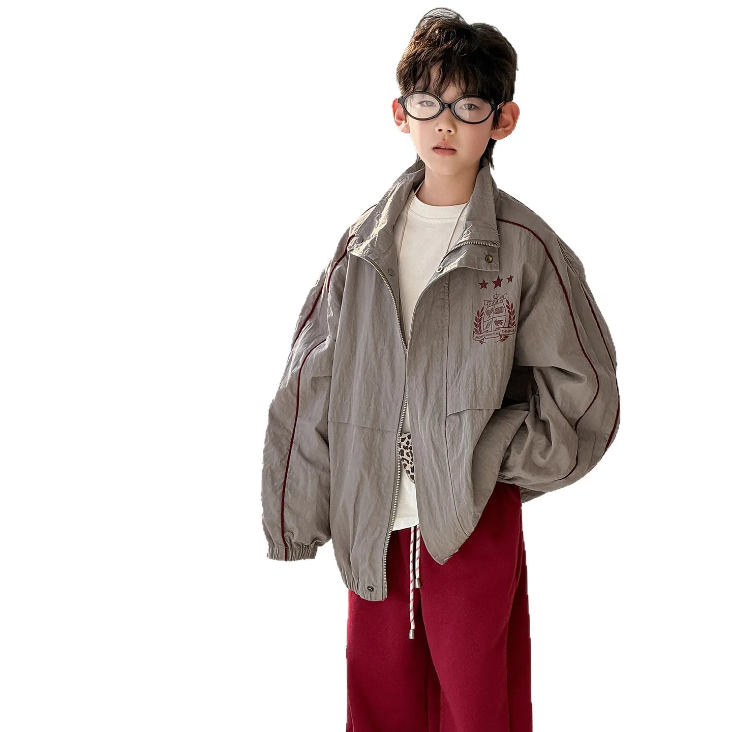 아동복 남아 코트 봄 한국 스타일 2025 신상 트렌디 패셔너블 핸섬 키즈 캐주얼 스포츠웨어 루즈 탑