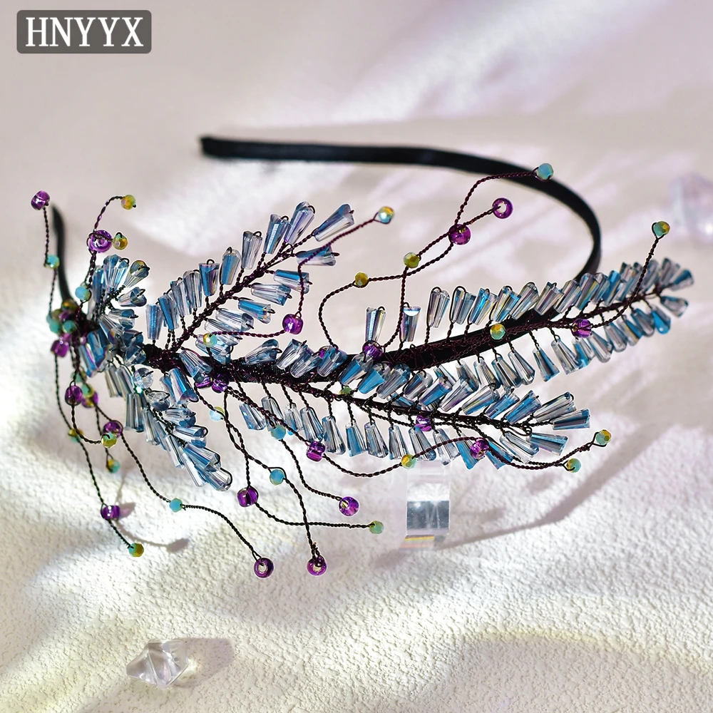 HNYYX Blue Crystal Headbands for Women Elegant Hair Accessories Party Hair Hoop for Girls Shiny Rhinestone Headbands A25