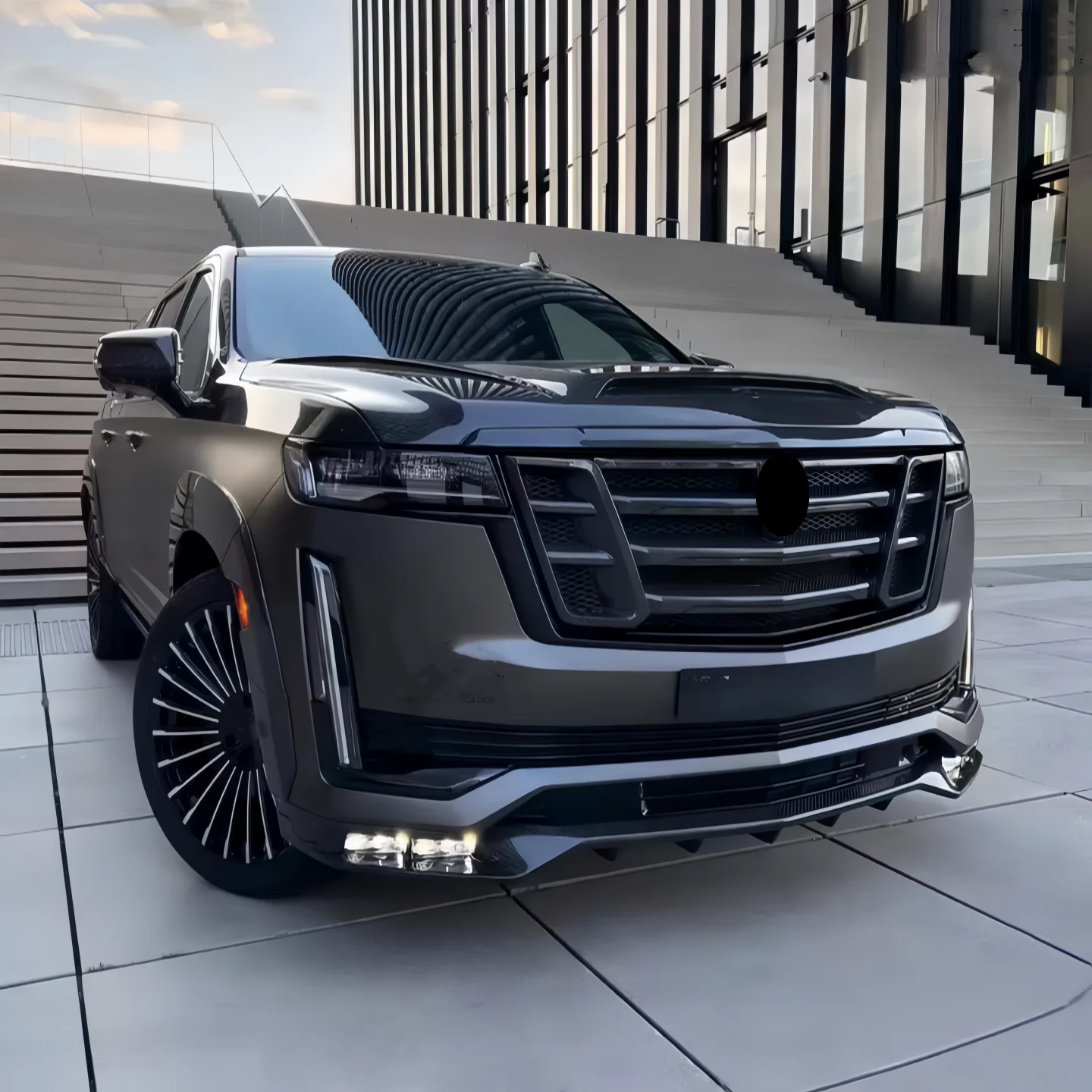 포드 캐딜락 에스컬레이드 개조용 카본 파이버 프론트 립, 리어 립, 그릴, 휠 아치, 엔진 커버, 탑 윙 바디 키트