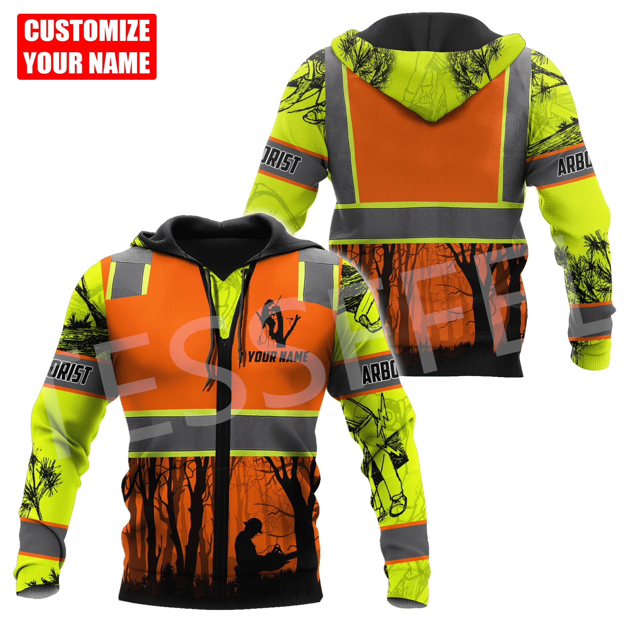 Nome Personalizzato Arborist Logger Motosega Carpenter Worker Tattoo Streetwear 3Dprint Pullover Harajuku Jacket Casual Funny Hoodies X2