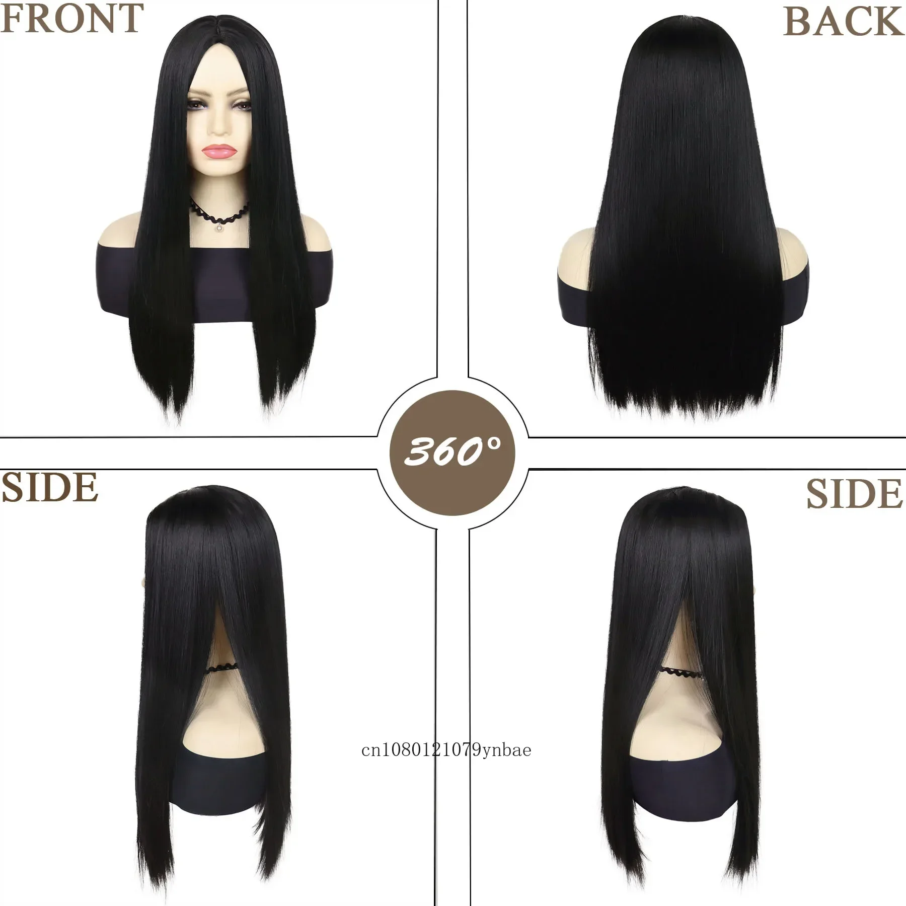 Natural Synthetic Long Black Straight Wigs Anime Costume Wig for Women Daily Use Halloween Cosplay Party Heat Resistant Fiber
