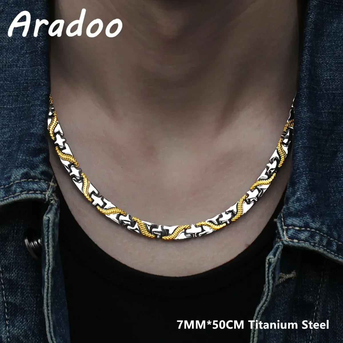 Men Necklace Titanium Steel Dragon Scales Necklace Magnetic Therapy Necklace Germanium Collar