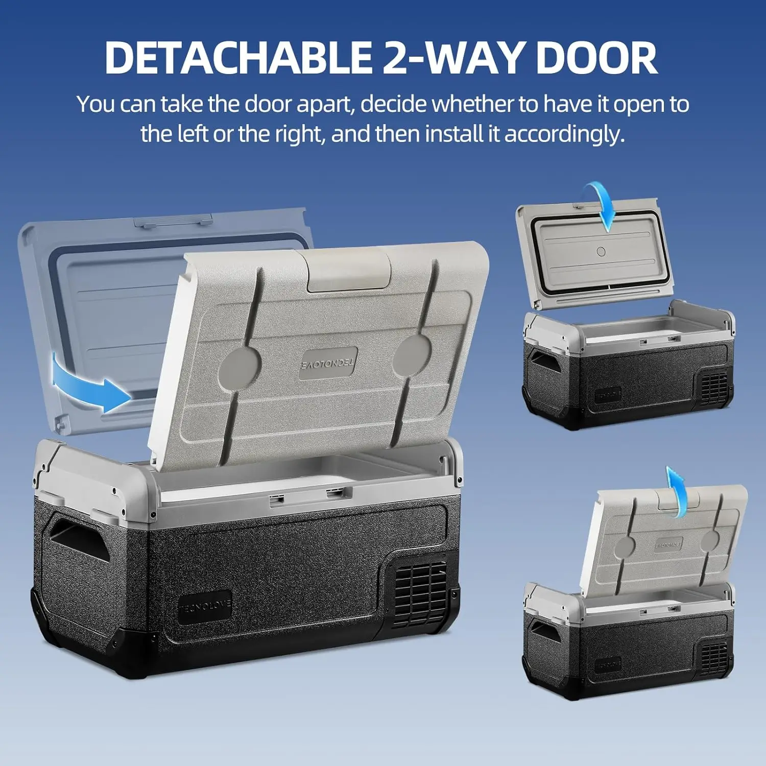 12V Vehicle Refrigerator, 32-Quart Portable Fridge and Freezer with Expandable Evaporator, Temperature Range from -4°F to 68°F,