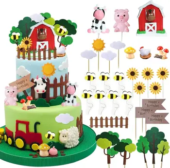 30 decorazioni per topper per torta di animali da fattoria, per feste di compleanno, baby shower a tema animali da fattoria