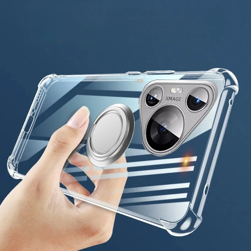 Magnetic Shockproof Soft Silicone Clear Phone Case with Holder
