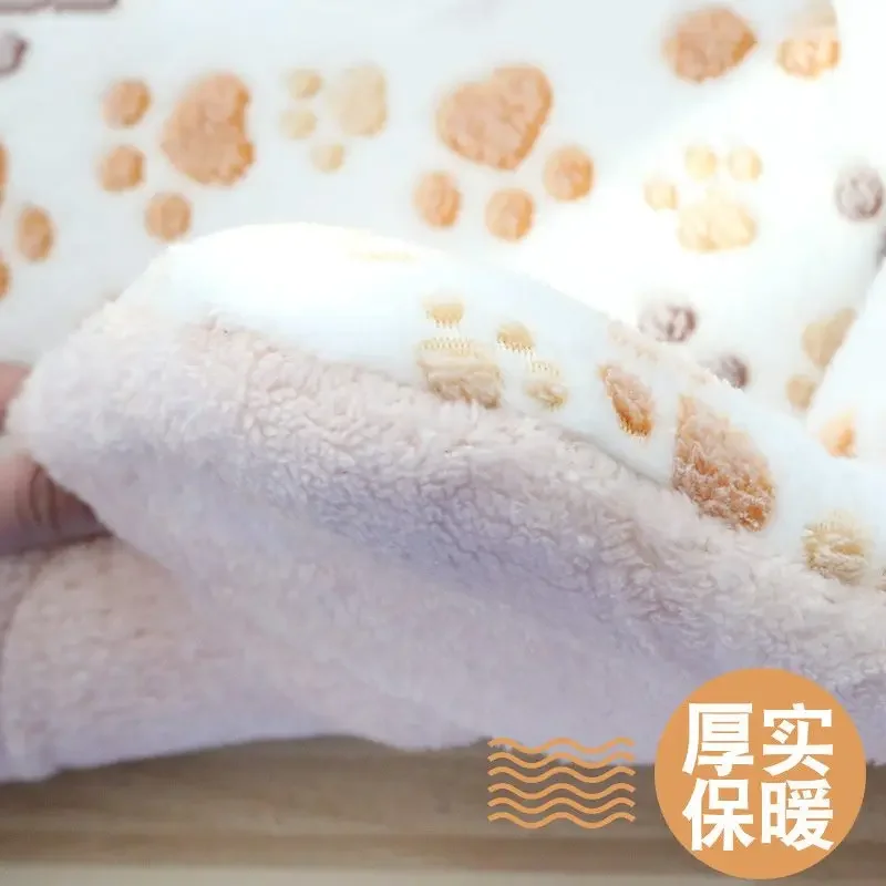Washable Warm Bear Pattern Blanket Hair Thickened Blanket Pad Bed Home Pet Supplies Fleece Pet Sleeping Mat Dog Bed Cat Soft