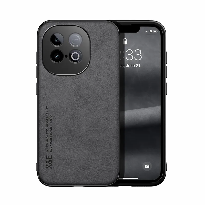 Vintage Durable PU Leather Magnetic Phone Case with Lens Protection for iQOO Z10 Turbo Series