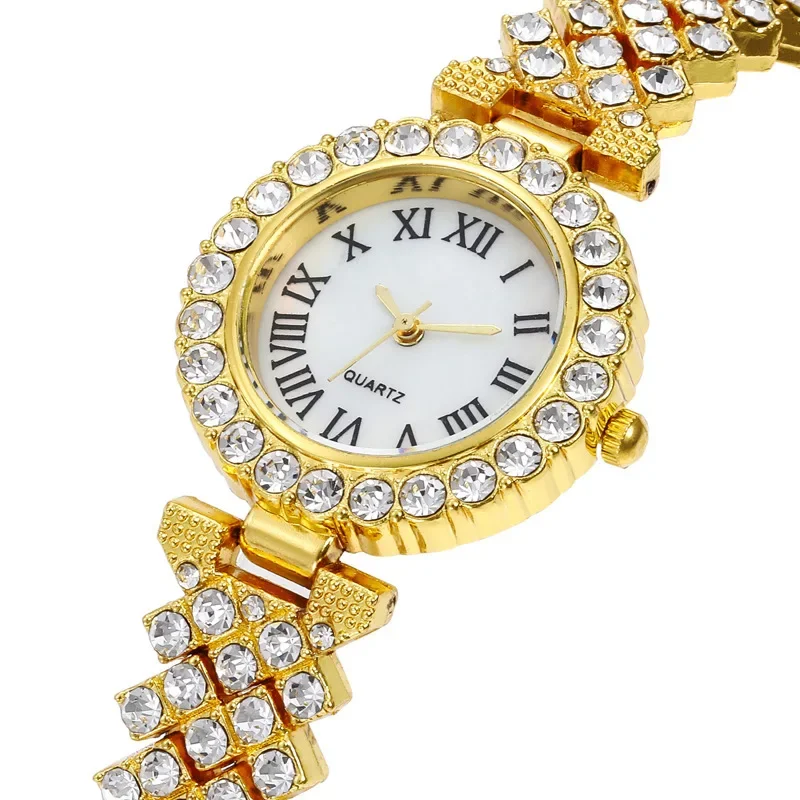 MAYZHISU Women Watches Fashion Women Quartz Wristwatch Small Round Dial Alloy Strap Waterproof Diamond Bracelet Clock for Ladies 2