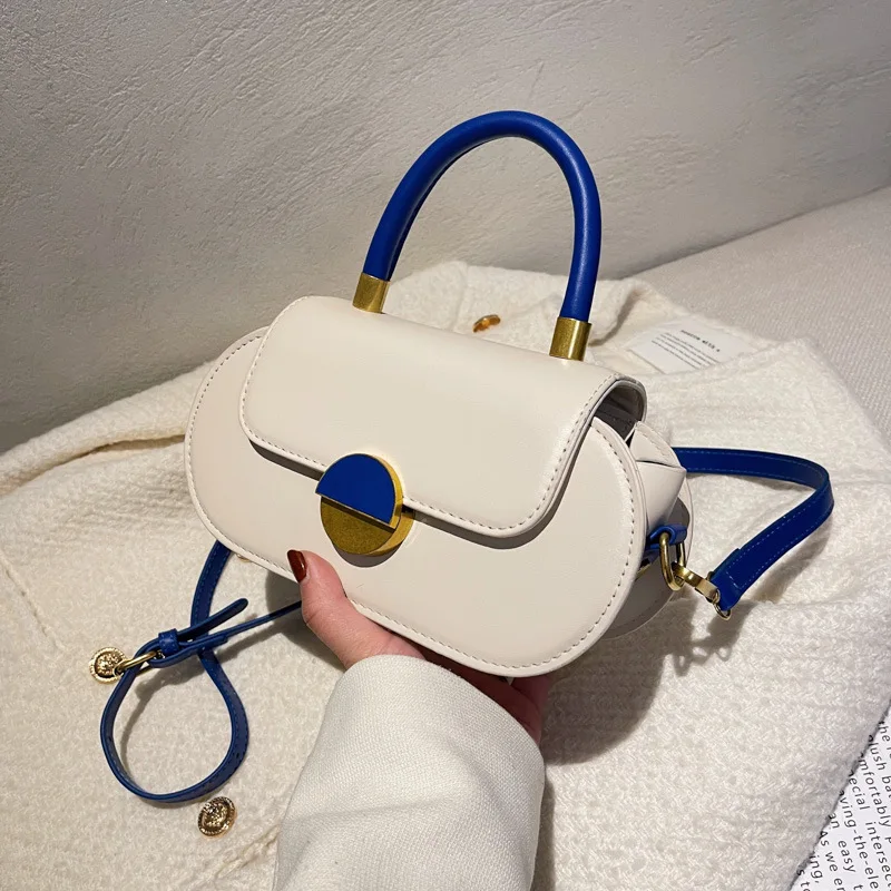 French niche bag, new women's bag, fashionable handheld contrasting color texture, stylish and minimalist crossbody bag