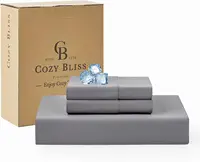 Cozy Bliss Cooling Fitted Sheet Queen Size with 2 Pillowcases,Breathable Sheet Set for Hot Sleeper and Night Sweats 1