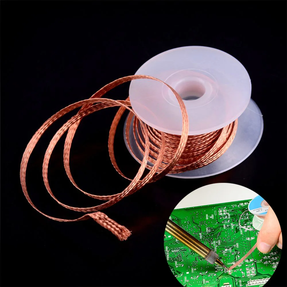 1.5mm 2mm 3.5mm Width 1.5M Length Solder Wire Soldering Wire Soldering Tin Wire Desoldering Braid Solder Remover Welding Wires Welding Solder Remover Wick Wire Lead Cord Flux BGA Repair Tool Soldering Repair Tool