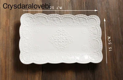 China Ceramic Square Plate Breakfast Dessert Dish Butterfly Plate Dish Afternoon Tea Fruit Tray Wedding European Embossed Home