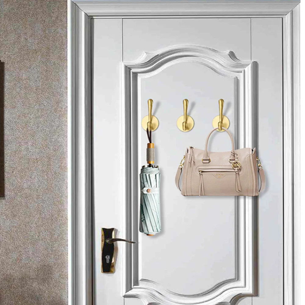Vintage Hanger Wall Brass Clothes Hook Coat Bag Hat Hanging Hook Metal Door Back Holder Bathroom Kitchen Antique Rack with Screw