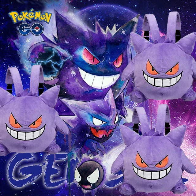 Mochila Pokémon Plush Gengar infantil, brinquedos infantis roxos