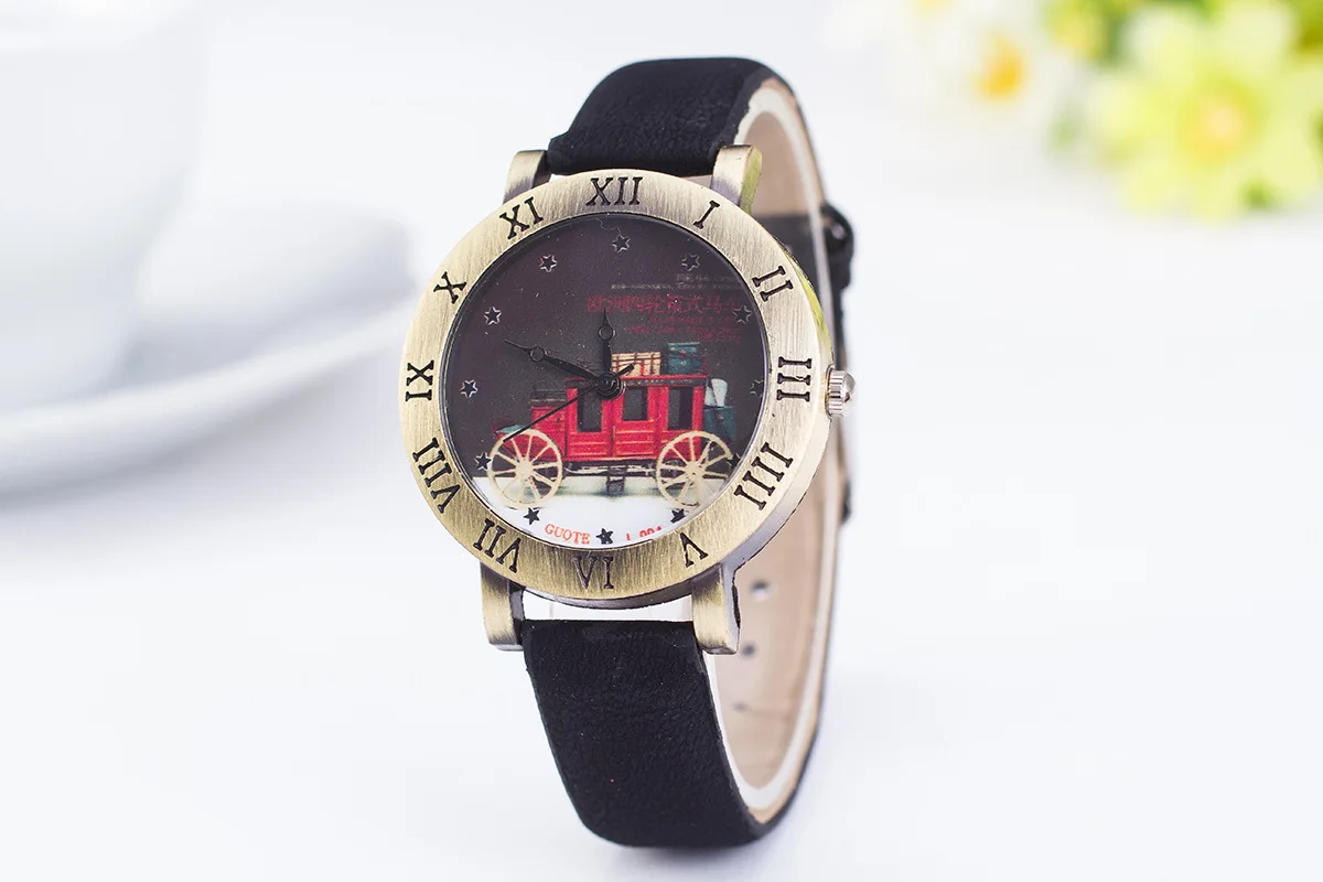 2022 DQG Top Fashion Style Luxury Ladies Leather Strap Analog Quartz Watch Gold Reloj Mujer Student |