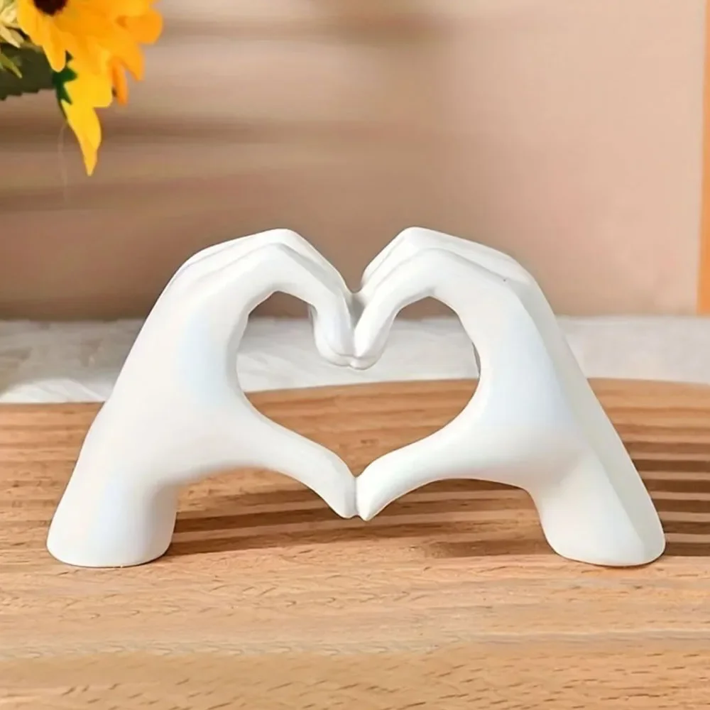 Resin Love Gesture Statue Miniature Sculpture Light Luxury Art Craft for Home Office Desk Decor