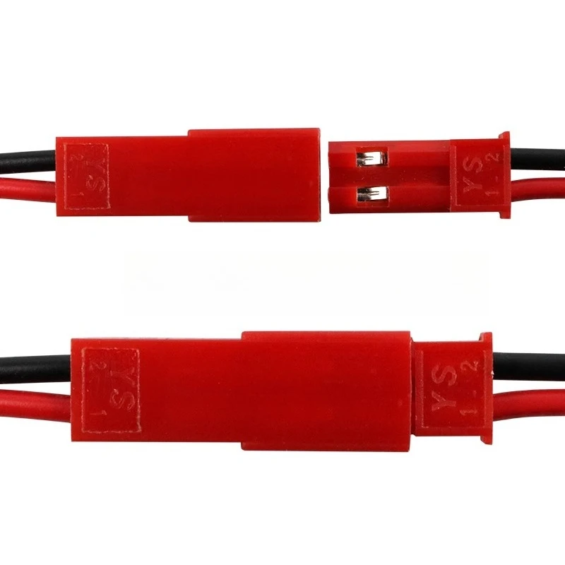 Ensemble de connecteurs batterie RC mâle et femelle de différentes longueurs pour modélisme, rangés côte à côte