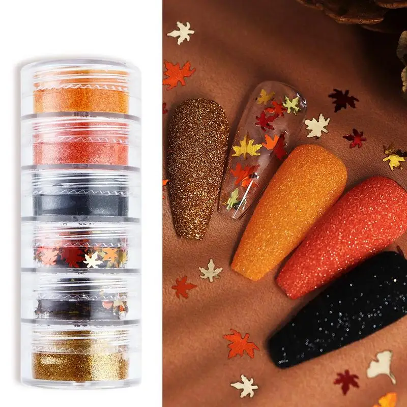 

6 шт. осенний блеск для ногтей в виде листьев, цвет кленовый лист, декор для ногтей для начинающих, сделай сам, салонный подарок, макияж, красота для женщин