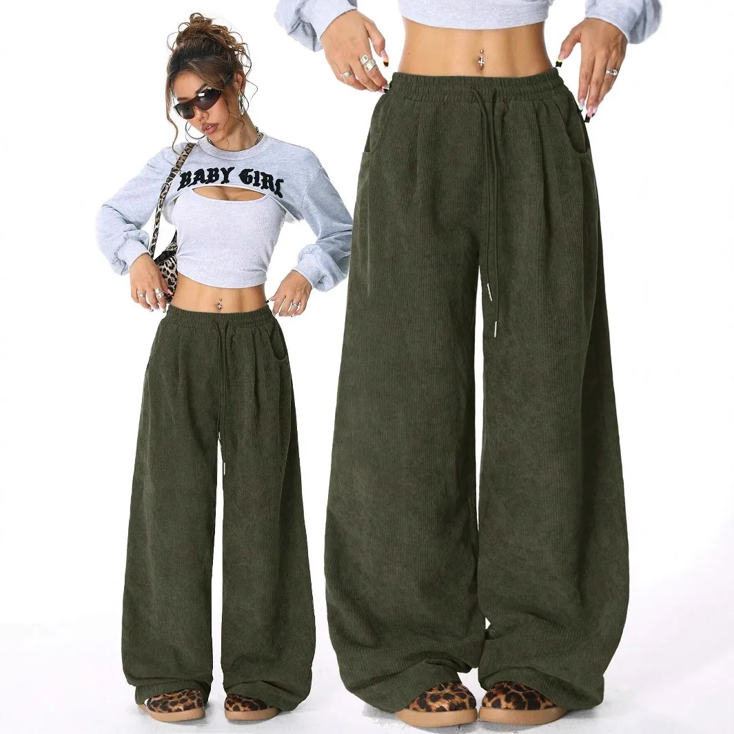 Women Elastic Waist Wide Leg Loose Pants for Spring Summer