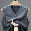 2024 New Spring Autumn 6 Wool Sleeveless Cashmere Vest Men Work Sweater Solid Color Knitted Male Waistcoat High Quality Pullover 5