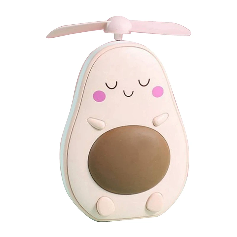 

Mini LED Makeup Mirror And Fan 2 In 1 Integrated Cute Avocado Shaped Practical Portable USB Charging Handheld Fan