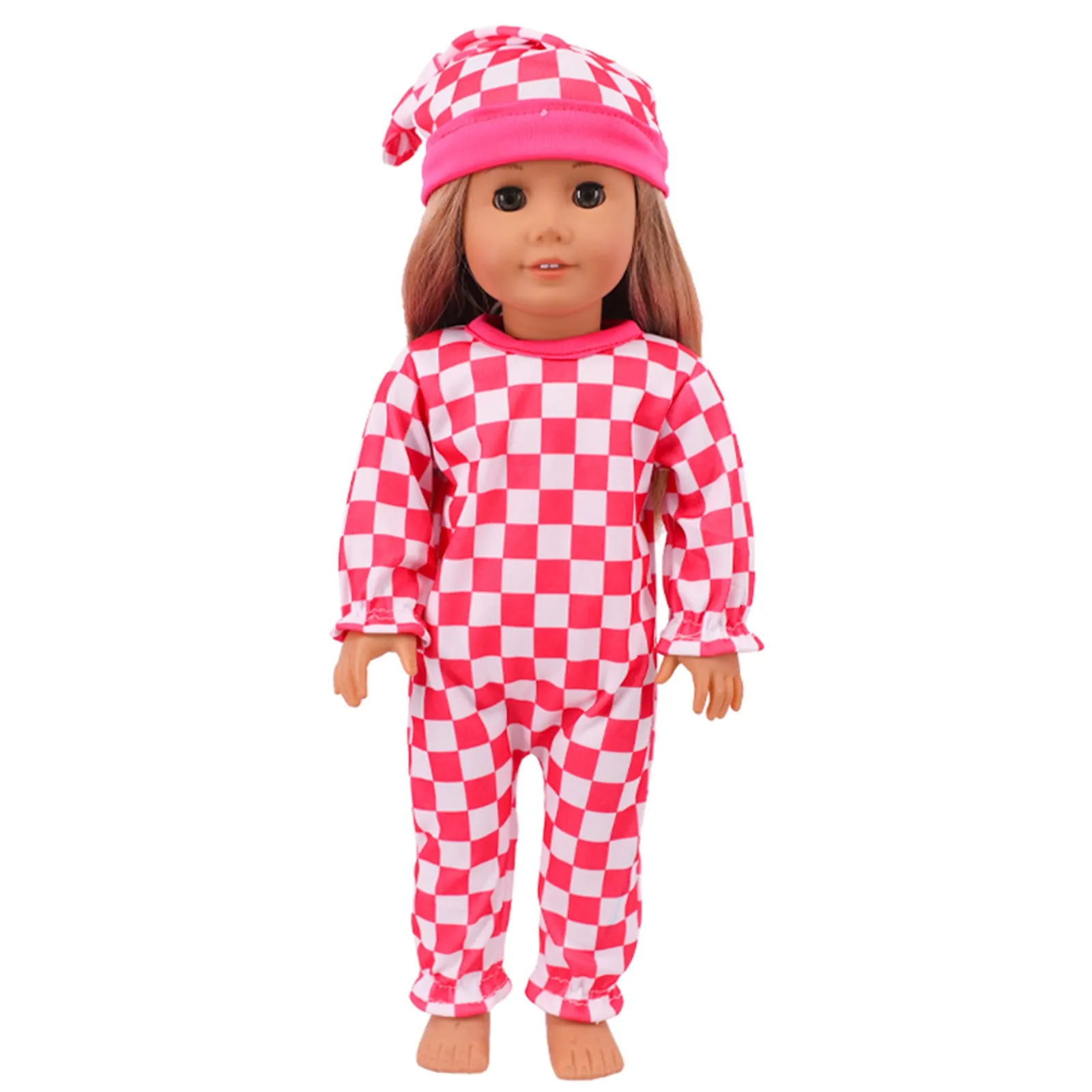 Doll Clothes Long One Piece Pajamas + Nightcap For 18Inch American&43Cm Baby Doll Accessories Nenuco Sleeping Blanket