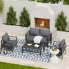 Patio Furniture Set Oversized Aluminum Outdoor Furniture Modern Patio Set, Thickness 5" Cushion Outdoor Seating Set for Balcony 1