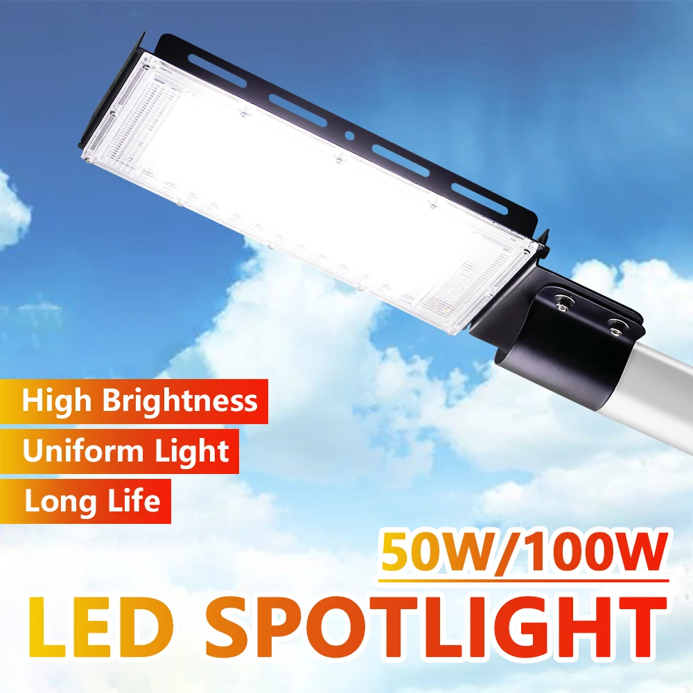 

50w 100w Led Street Light Aluminum Flood Lamp Waterproof Outdoor Parking Lighting 220v Exterior Pool Street Lamp for Yard Square