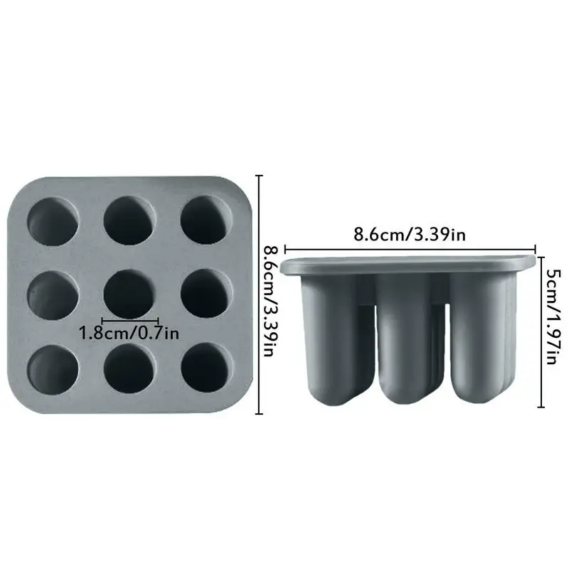 Silicone Ice Cube Tray With Lid Long Strip 9 Grid Cylindrical Ice