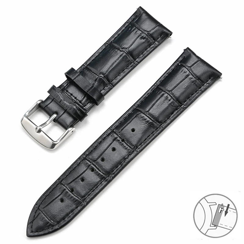 Universal Genuine Leather Quick Release Watch Band Strap - Premium Cowhide Bracelet