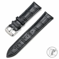 Universal Genuine Leather Quick Release Watch Band Strap - Premium Cowhide Bracelet - 17mm (Black)