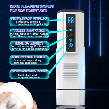 Automatic Male Masturbator Cup Telescopic Heated Sucking Pussy Blowjob Machine Thrusting Vibration Masturbation Sex Toy for Men