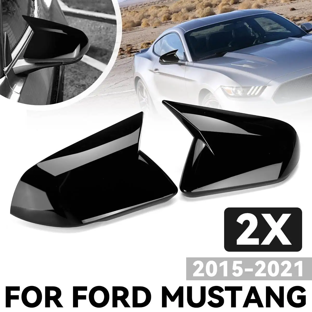 

Car Rearview Side Mirror Cover Wing Cap Exterior Door Rear View Case Trim Sticker For Ford For Mustang 2015 2016 2017-2021