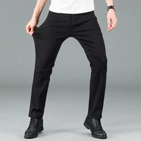 Jean noir pur pour homme, pantalon d'affaires classique, coupe droite, confortable et élastique, version coréenne, tendance 4