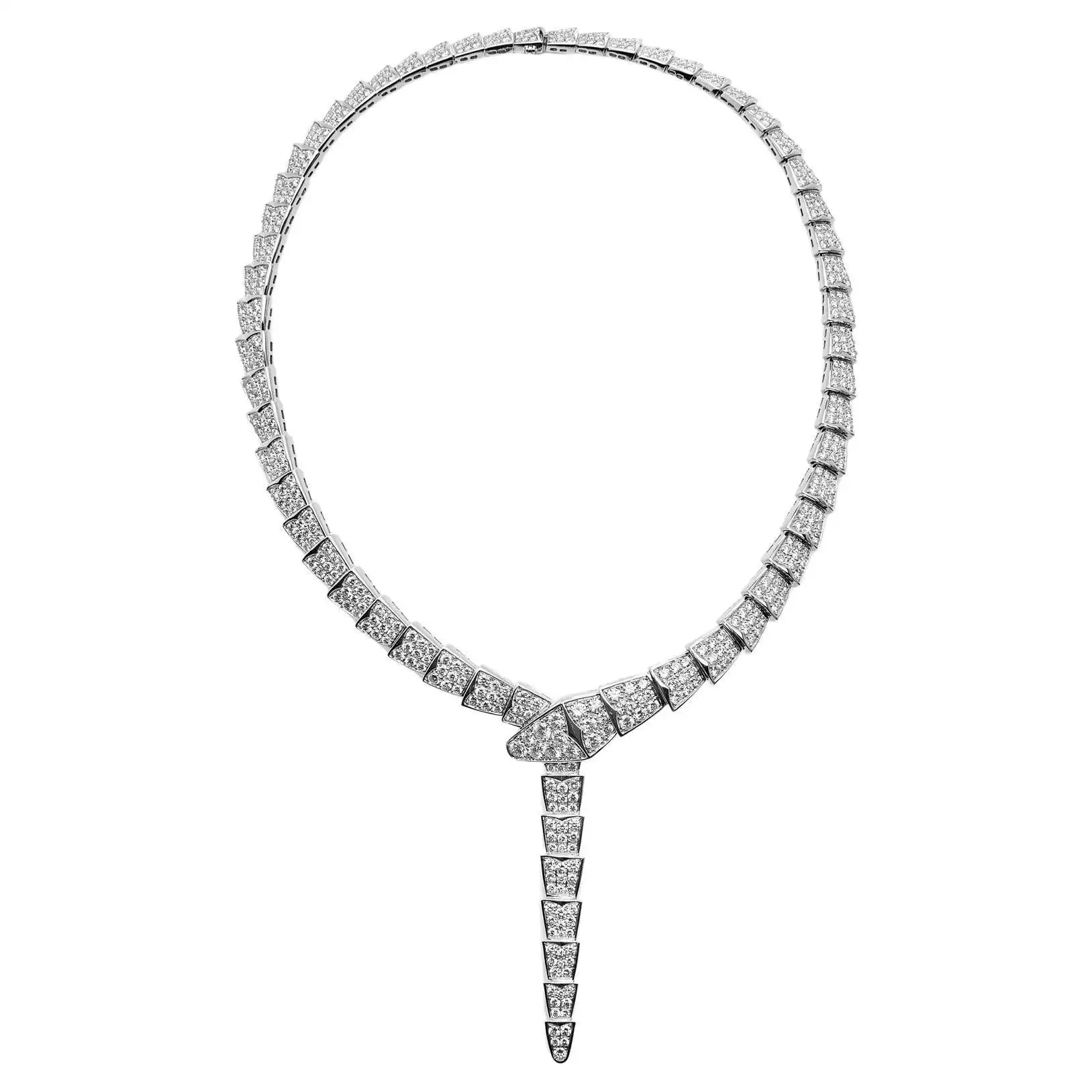 Moissanite Sterling Silver Color Snake-shape Collar Charm Tiny Serpenti-shape Necklace Women Trendy Fashion Luxury Jewelry Gift