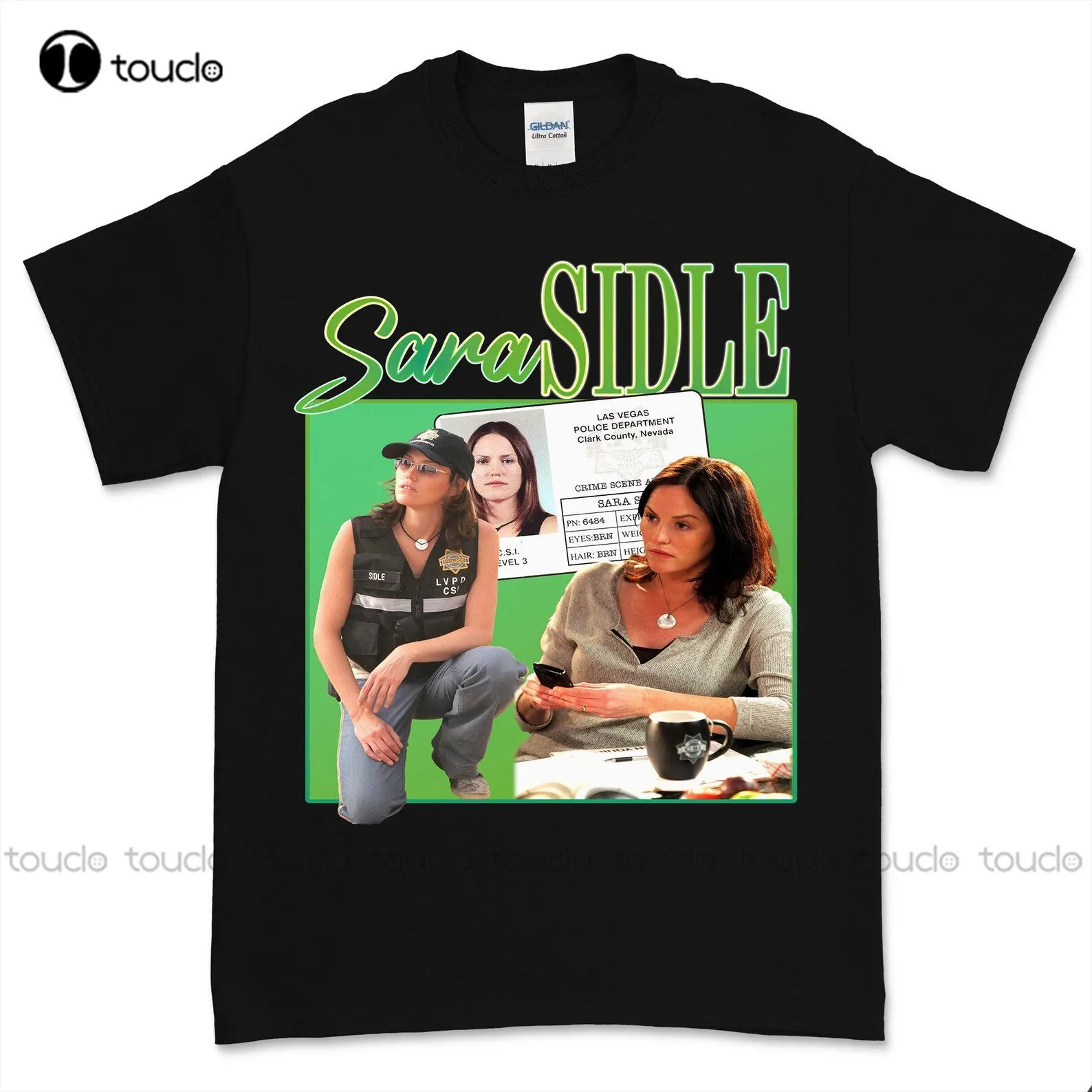 Sara Sidle Vintage T Shirt Unisex Csi Vegas Crime T-Shirt Tv Pop Culture Womens Black Shirt Stampa Digitale Tee Shirts Xs-5Xl