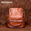 MOTAORA Vintage Large Capacity Women's Backpacks Anti Theft Genuine Leather Backpack Cowhide Woman Travel Luxury Bagpack Women 2