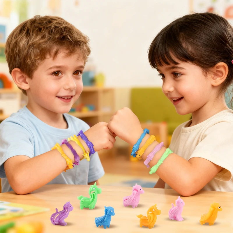 5/10/20Pcs Funny Animal Dinosaur Bracelet Stress Relief Sensory Toy Kids Birthday Party Favors Pinata Filler Baby Shower Wedding