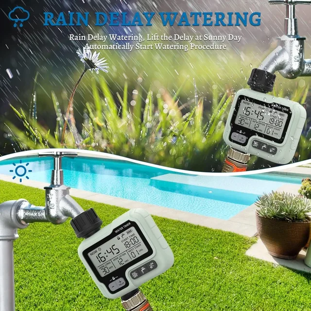Smart Digital Water Timer for Outdoor Use Automatic Sprinkler & Hose Controller with LCD Display Garden/Lawn Irrigation Systems 5