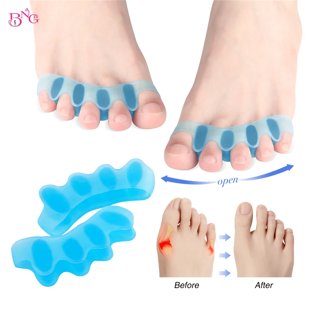 1 Pair Nail Toe Separators Silicone Foot Finger Separator Flexible Bunion Corrector Straightener