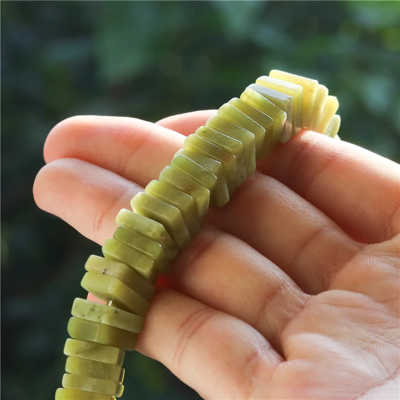 Natural Stone Moss Jade Leopard Green Aventurine Square Slice Spacer 3x10MM Gemstone Beads For Jewelry Making Diy Bracelet