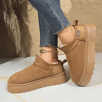 Snow Boots for Women 2025 Winter New Cashmere Warm Thick Soles Without Heel-covered Hair Half Slipper Cotton Shoes for Women - Image 4