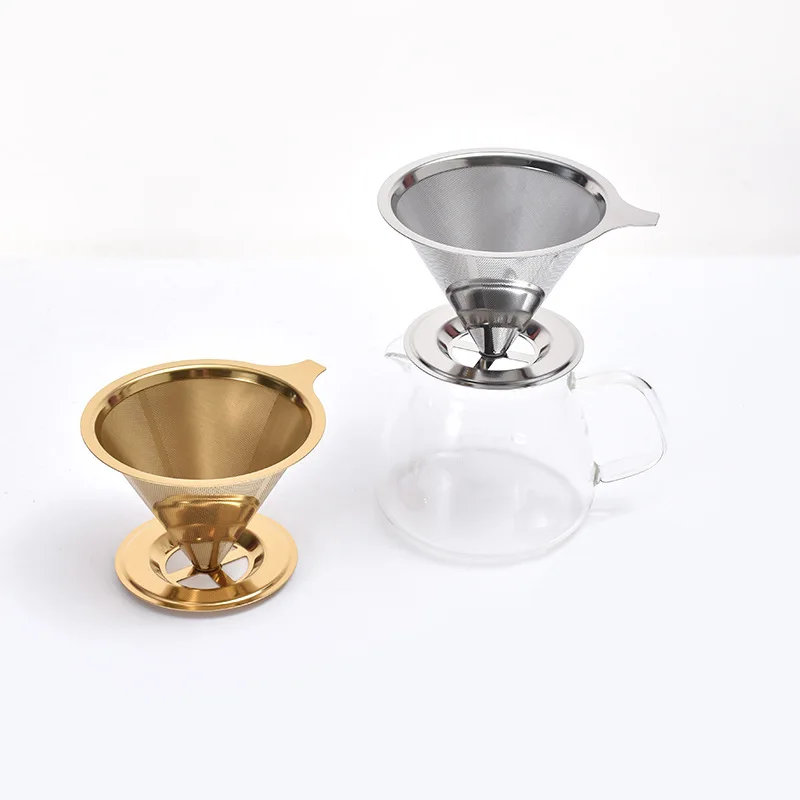 Reusable Coffee Filter Holder Double Layer Stainless Steel Coffee Tea Strainer Coffee Accessories Coffee Making Tool