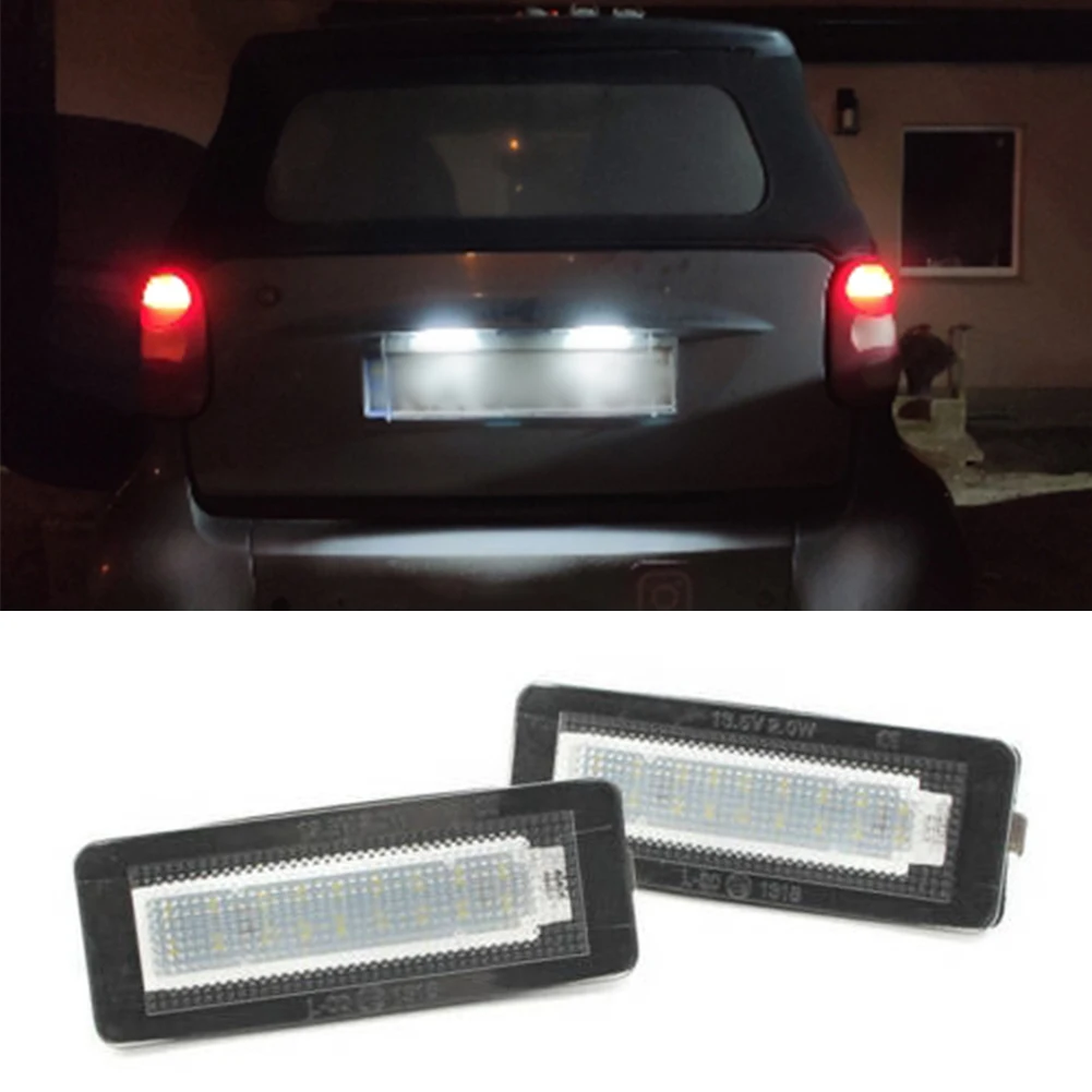 2X LED License Plate 6500K Lights White For Smart Fortwo Coupe Cabrio 450 451 Low Consumption