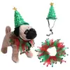 2Pcs Small Dogs Pet Christmas Costume Suit Elf Hat Elastic Strap Cat Tutu Collar and Hat Set Cosplay Gauze 4