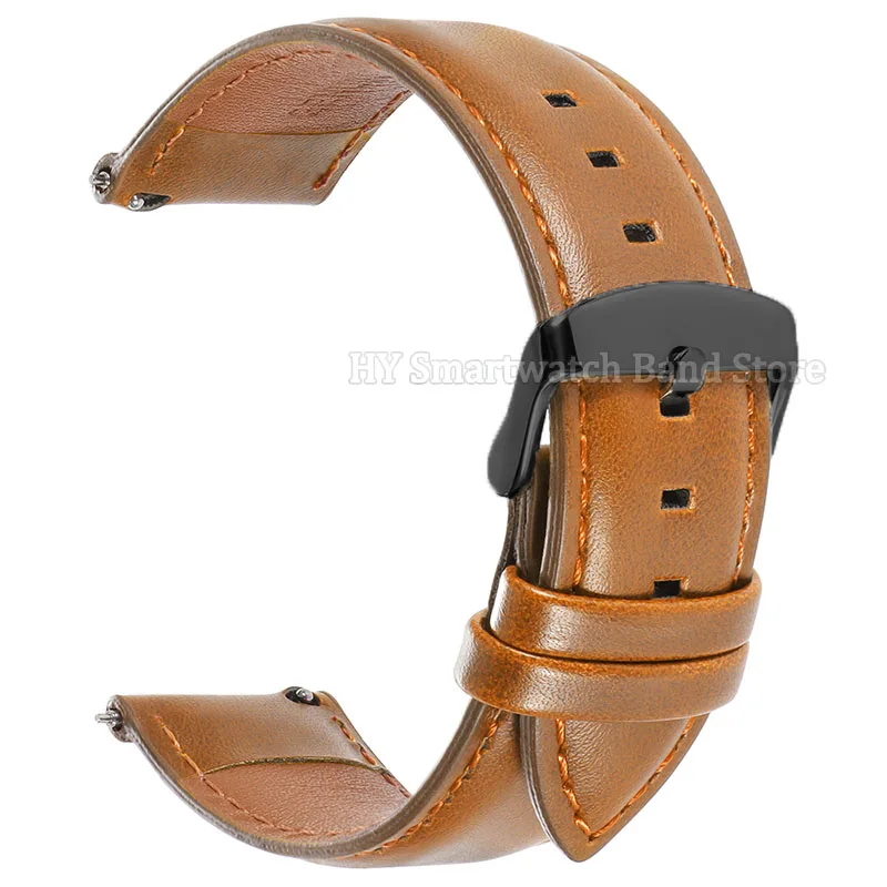 Vintage Brown Cowhide Leather Watch Band with Pin Buckle and Quick Release - Multiple Sizes Available