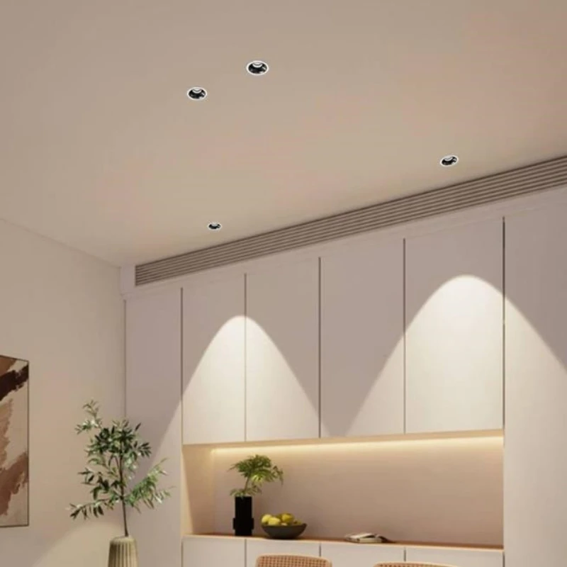 오목 눈부심 방지 LED COB 스포트라이트, 로비 공부방 조명용 천장 다운라이트, 조도 조절, 85-265V, 5W, 7W, 9W, 12W, 15W, 18W