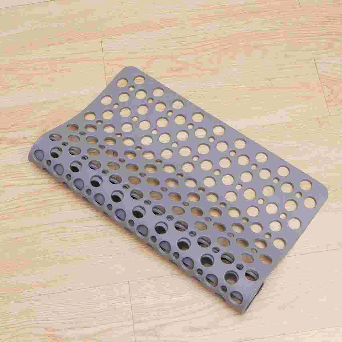 

Bathroom Floor Mat Non- Suction Cups Bath Mat Circle Holes Pad Shower Carpet for Home- 53x53cm ( Grey )