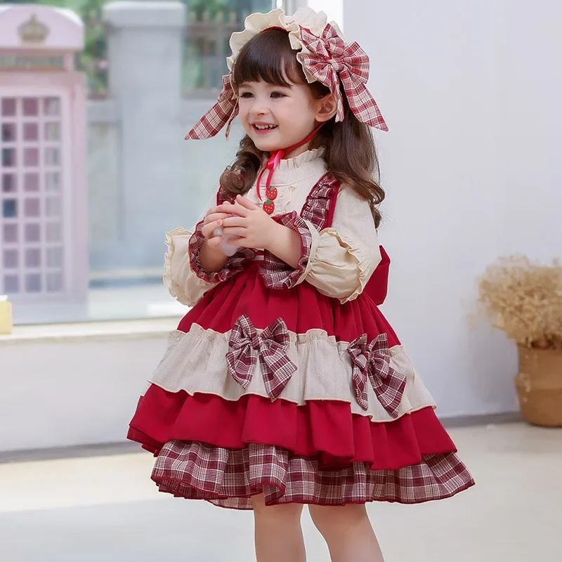 

Kids Dresses for Lolita Girls Princess Spanish Infant Cotton Lace Ball Gown Autumn Winter Vintage Tutu Dress Children's Clothing